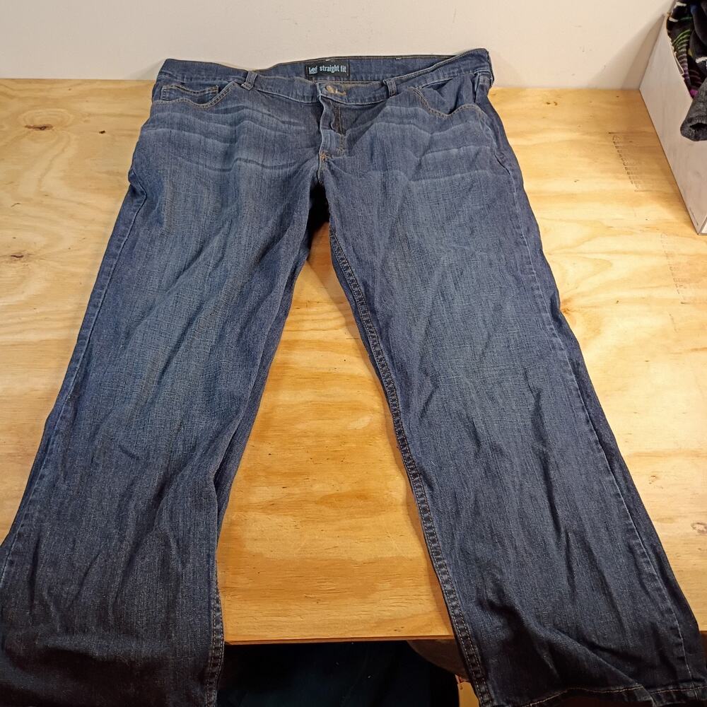 Lee Dungarees Mens Jeans 44x30 Blue Straight Fit Denim Cotton Blend Casual